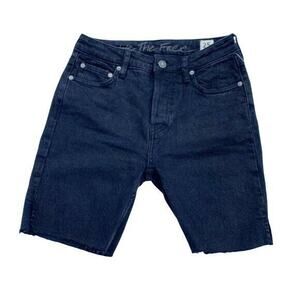 Free People Avery Denim Jean Cut Off Bermuda Shorts Black Ash Size 25